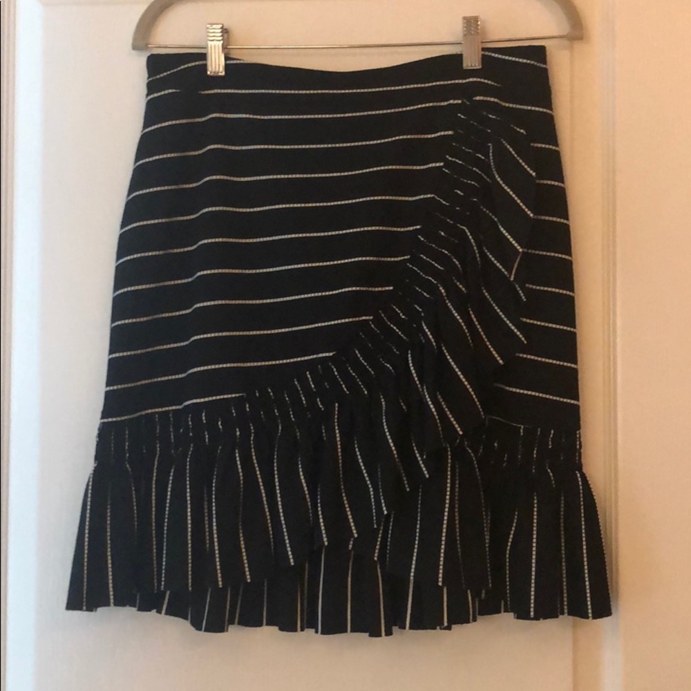 Moon River black and white striped ruffle skirt